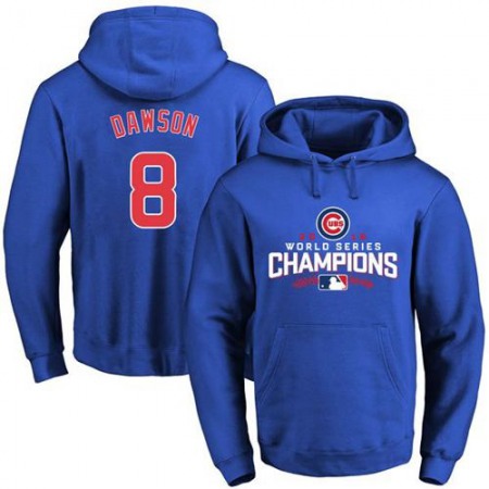 Cubs #8 Andre Dawson Blue 2016 World Series Champions Pullover MLB Hoodie