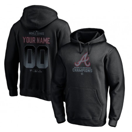 Men's Atlanta Braves Black 2021 World Series Champions Custom Name & Number Pullover Hoodie