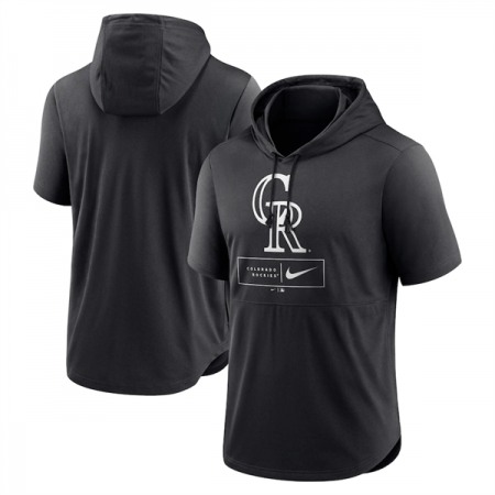 Men's Colorado Rockies Black Short Sleeve Pullover Hoodie