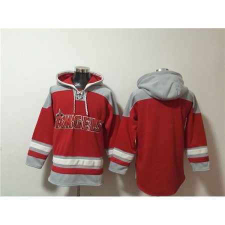 Men's Los Angeles Angels Blank Red Ageless Must-Have Lace-Up Pullover Hoodie