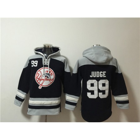 Men's New York Yankees #99 Aaron Judge Black/Grey Ageless Must-Have Lace-Up Pullover Hoodie