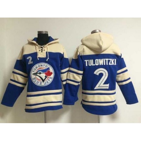 Blue Jays #2 Troy Tulowitzki Blue Sawyer Hooded Sweatshirt MLB Hoodie