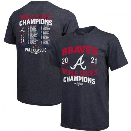 Men's Atlanta Braves 2021 Threads Navy World Series Champions Dream Team Roster Tri-Blend T-Shirt