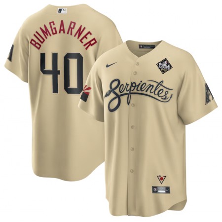 Men's Arizona Diamondbacks #40 Madison Bumgarner Cream 2023 World Series City Connect Cool Base Stitched Baseball Jersey