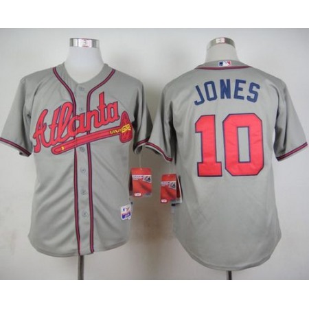 Braves #10 Chipper Jones Stitched Grey MLB Jersey