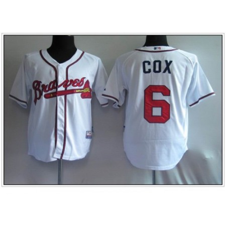 Braves #6 Bobby Cox White Cool Base Stitched MLB Jersey