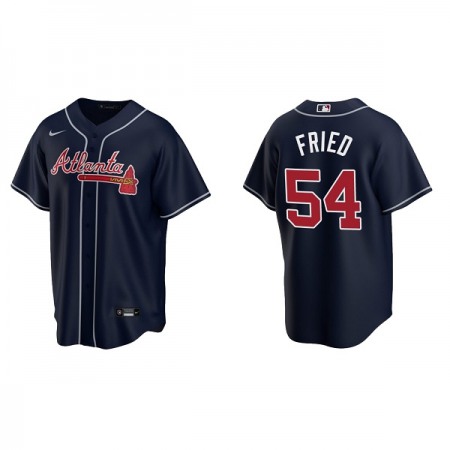 Men's Atlanta Braves #54 Max Fried Navy Cool Base Stitched Baseball Jersey