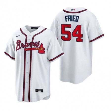 Men's Atlanta Braves #54 Max Fried White Cool Base Stitched Baseball Jersey