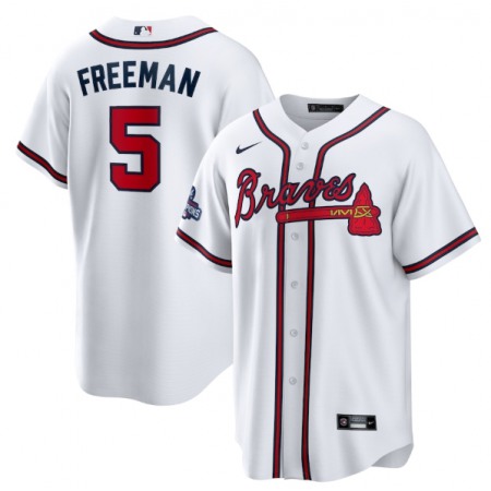 Men's Atlanta Braves #5 Freddie Freeman 2021 White World Series Champions Cool Base Stitched Jersey