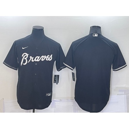 Men's Atlanta Braves Blank Black Cool Base Stitched Baseball Jersey