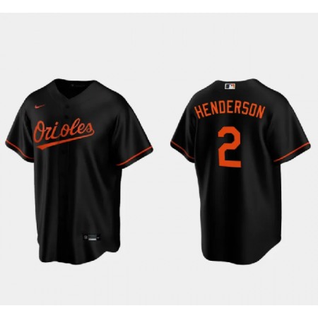 Men's Baltimore Orioles #2 Gunnar Henderson Black Cool Base Stitched Jersey