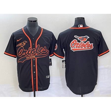 Men's Baltimore Orioles Black Team Big Logo Cool Base Stitched Jersey