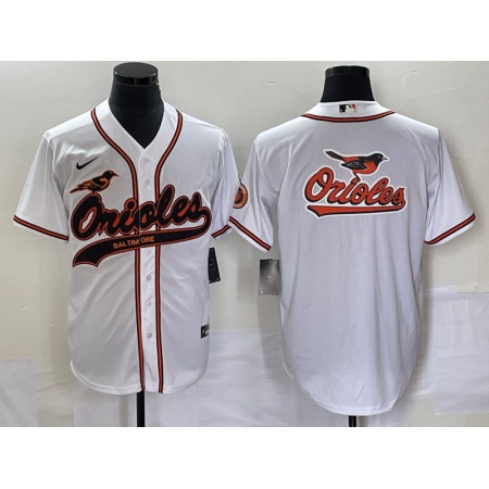 Men's Baltimore Orioles White Team Big Logo Cool Base Stitched Jersey