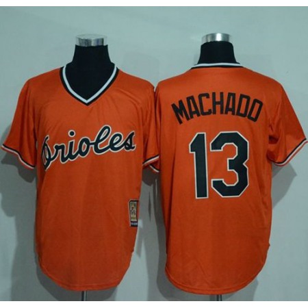 Orioles #13 Manny Machado Orange Cooperstown Stitched MLB Jersey