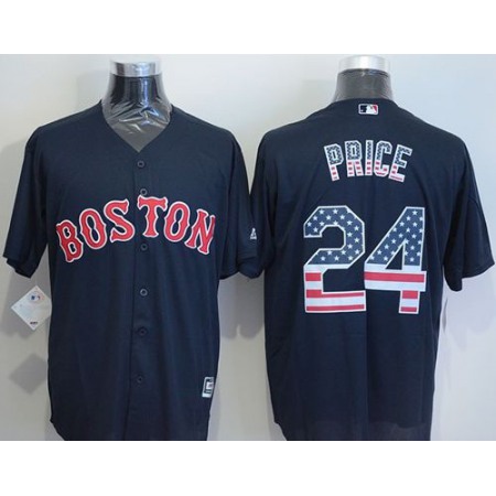 Red Sox #24 David Price Navy Blue USA Flag Fashion Stitched MLB Jersey