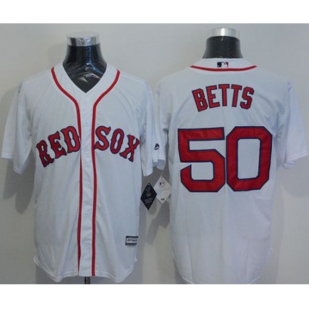 Red Sox #50 Mookie Betts White New Cool Base Stitched MLB Jersey