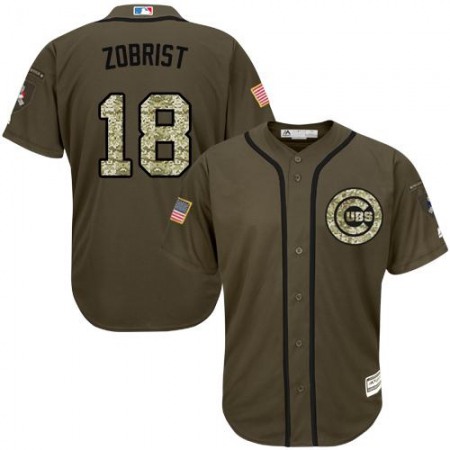 Cubs #18 Ben Zobrist Green Salute to Service Stitched MLB Jersey