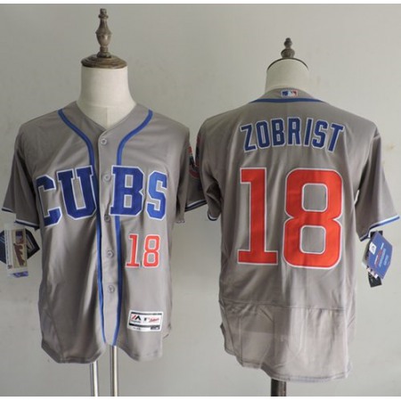 Cubs #18 Ben Zobrist Grey Flexbase Authentic Collection Alternate Road Stitched MLB Jersey