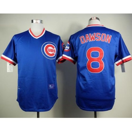 Cubs #8 Andre Dawson Black Blue Cooperstown Stitched MLB Jersey