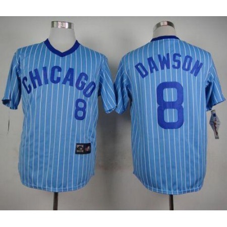 Cubs #8 Andre Dawson Blue(White Strip) Cooperstown Throwback Stitched MLB Jersey