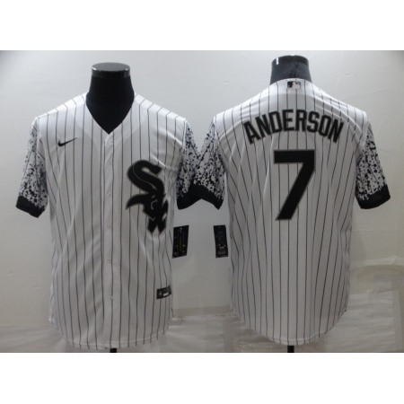 Men's Chicago White Sox #7 Tim Anderson White Cool Base Stitched Jersey