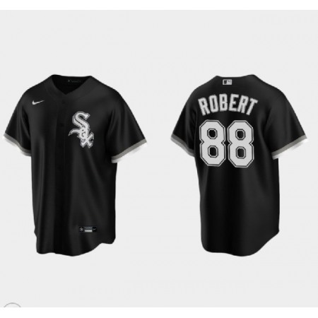 Men's Chicago White Sox #88 Luis Robert Black Cool Base Stitched Jersey