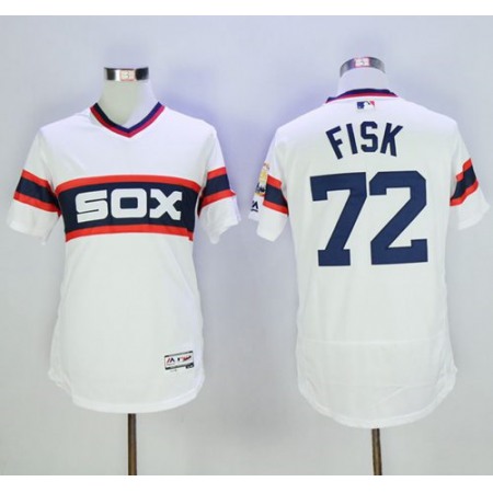 White Sox #72 Carlton Fisk White Flexbase Authentic Collection Alternate Home Stitched MLB Jersey