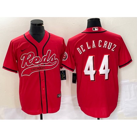 Men's Cincinnati Reds #44 Elly De La Cruz Red Cool Base Stitched Baseball Jersey