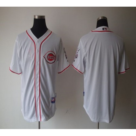 Reds Blank White Home Cool Base Stitched MLB Jersey