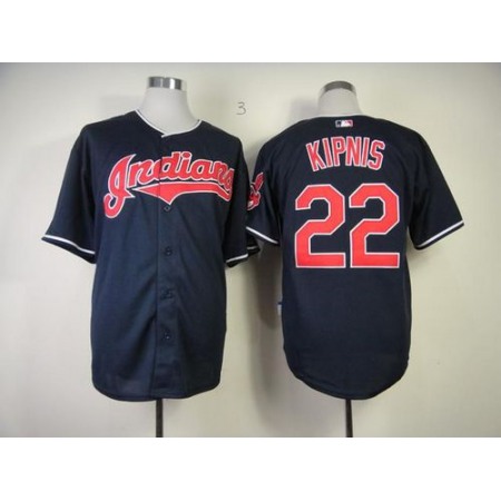 indians #22 Jason Kipnis Navy Blue Cool Base Stitched MLB Jersey