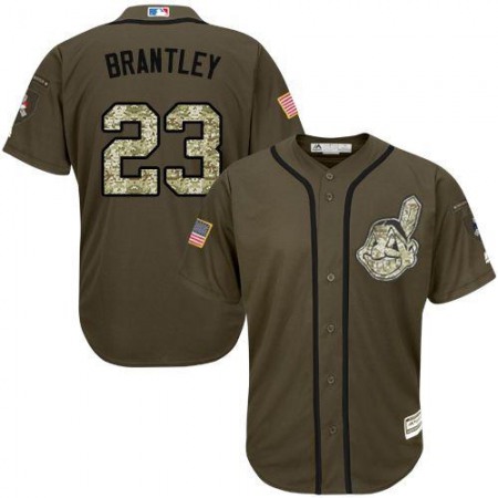 indians #23 Michael Brantley Green Salute to Service Stitched MLB Jersey