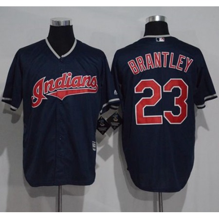 indians #23 Michael Brantley Navy Blue New Cool Base Stitched MLB Jersey