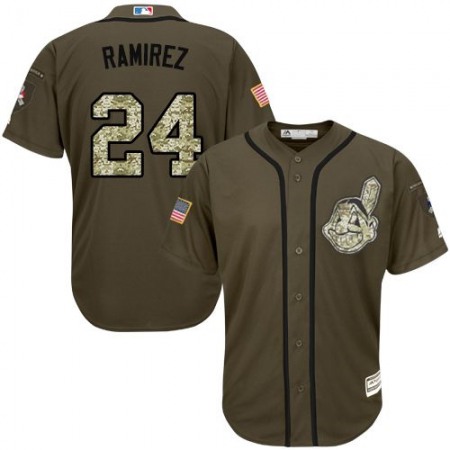 indians #24 Manny Ramirez Green Salute to Service Stitched MLB Jersey