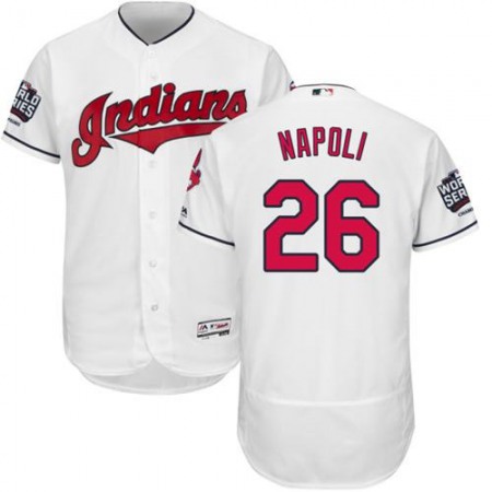 indians #26 Mike Napoli White Flexbase Authentic Collection 2016 World Series Bound Stitched MLB Jersey