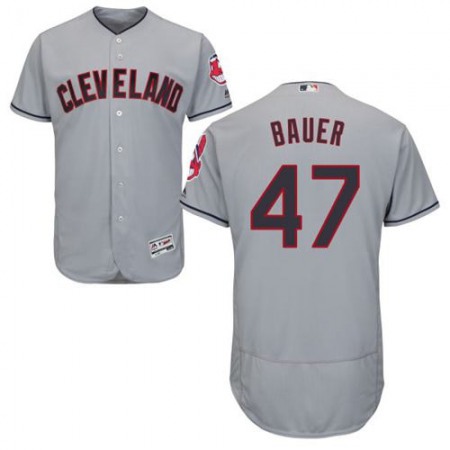 indians #47 Trevor Bauer Grey Flexbase Authentic Collection Stitched MLB Jersey