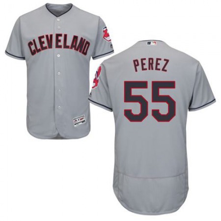 indians #55 Roberto Perez Grey Flexbase Authentic Collection Stitched MLB Jersey