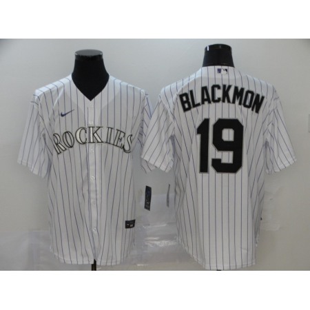 Men's Colorado Rockies #19 Charlie Blackmon White Cool Base Stitched MLB Jersey