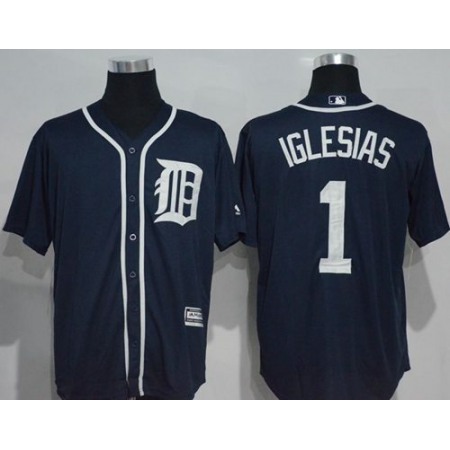 Tigers #1 Jose iglesias Navy Blue New Cool Base Stitched MLB Jersey