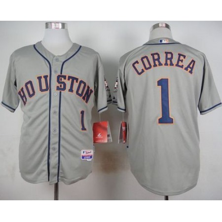 Astros #1 Carlos Correa Grey Cool Base Stitched MLB Jersey