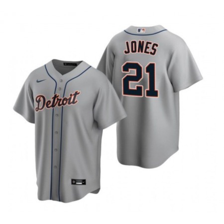 Men's Detroit Tigers #21 Jacoby Jones Grey Cool Base Stitched Jersey