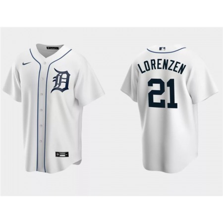 Men's Detroit Tigers #21 Michael Lorenzen White Cool Base Stitched Jersey