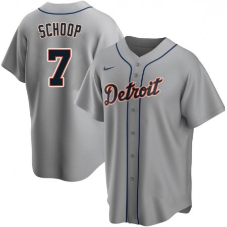 Men's Detroit Tigers #7 Jonathan Schoop Grey Cool Base Stitched Jersey