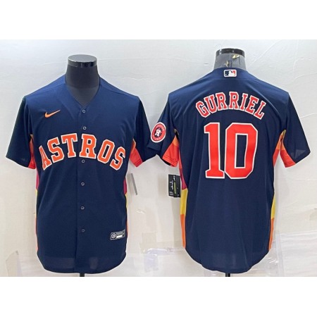 Men's Houston Astros #10 Yuli Gurriel Navy With Patch Cool Base Stitched Jersey