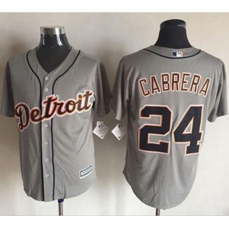 Tigers #24 Miguel Cabrera Grey New Cool Base Stitched MLB Jersey