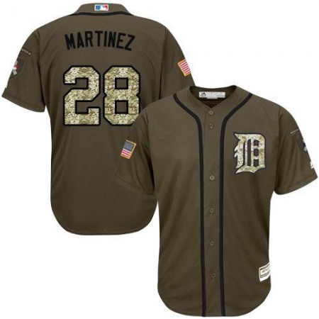 Tigers #28 J. D. Martinez Green Salute to Service Stitched MLB Jersey