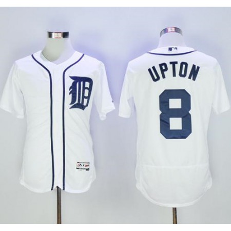 Tigers #8 Justin Upton White Flexbase Authentic Collection Stitched MLB Jersey