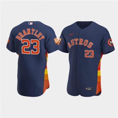 Men's Houston Astros #23 Michael Brantley Navy 60th Anniversary Flex Base Stitched Baseball Jersey