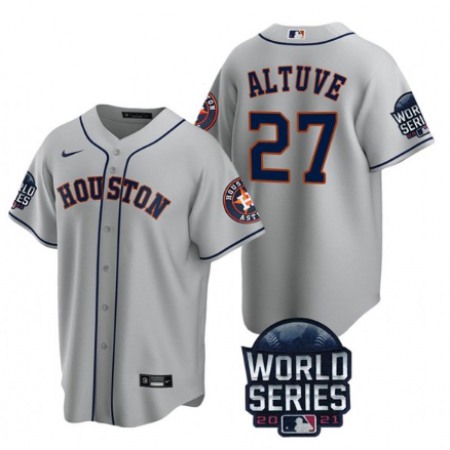 Men's Houston Astros #27 Jose Altuve 2021 Gray World Series Cool Base Stitched Baseball Jersey