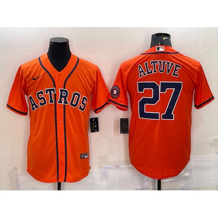 Men's Houston Astros #27 Jose Altuve Orange With Patch Cool Base Stitched Jersey