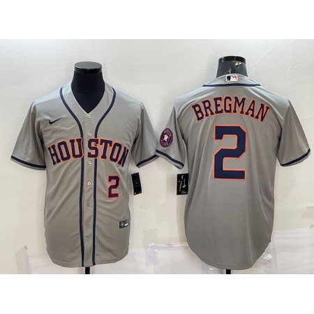 Men's Houston Astros #2 Alex Bregman White With Patch Cool Base Stitched Jersey